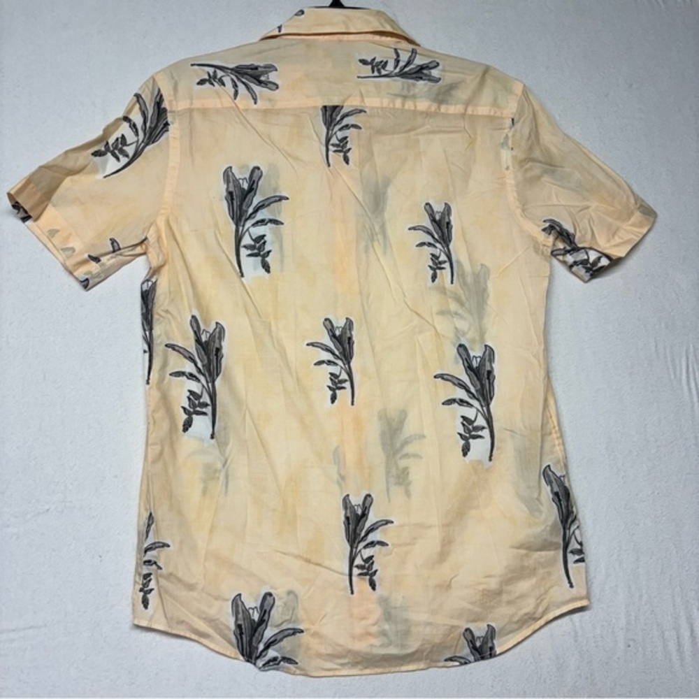 Zara Women's Button Up Crop Button-Up Leaf/Floral Orange Shirt S - Picture 3 of 5